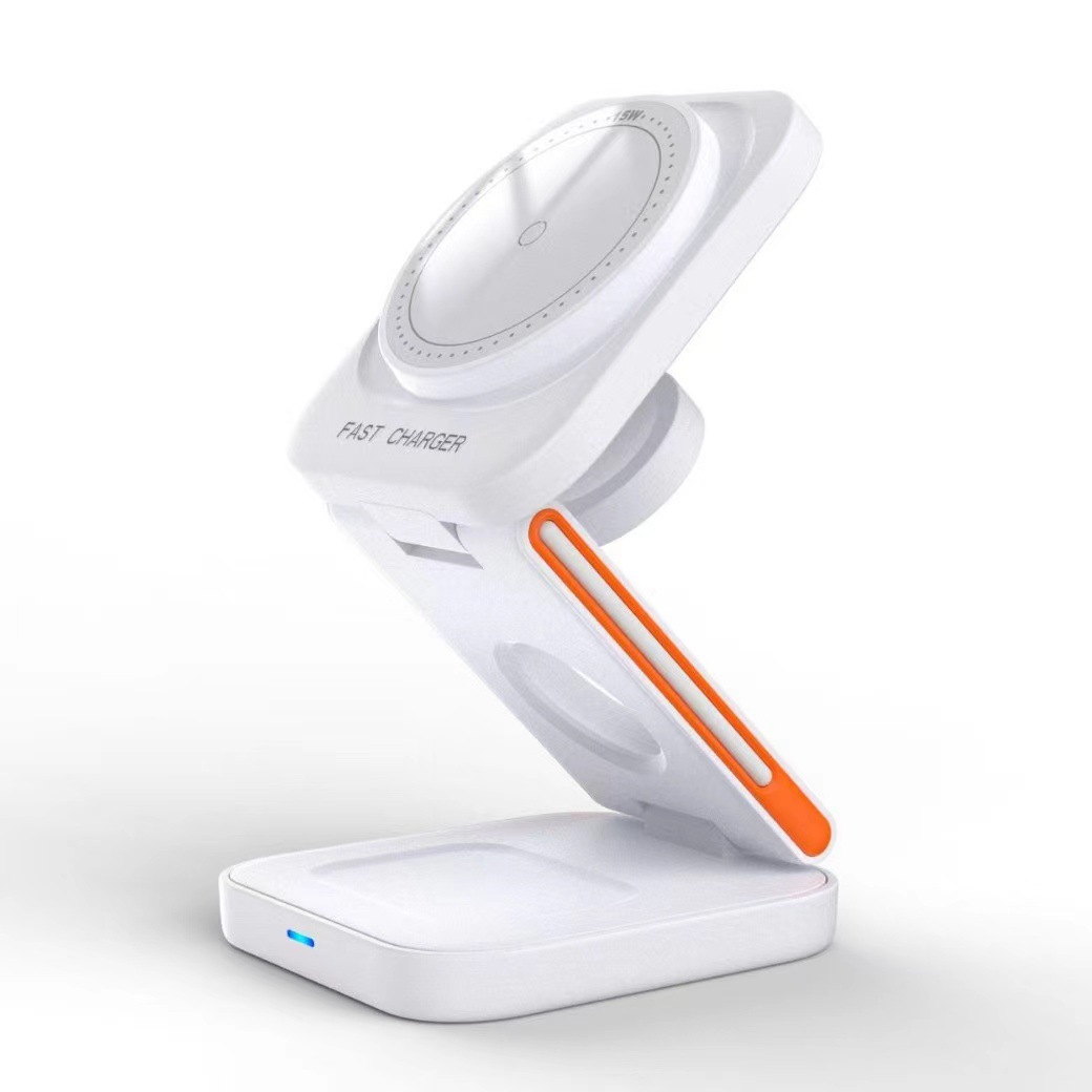 Magnetic Three-in-One Foldable Wireless Charger 15W Multifunctional Phone Earphone Watch Wireless Charger Mini