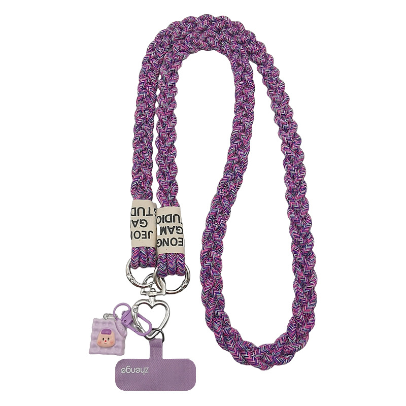 Phone strap crossbody ponytail braided rope outdoor phone strap women's long travel shopping street