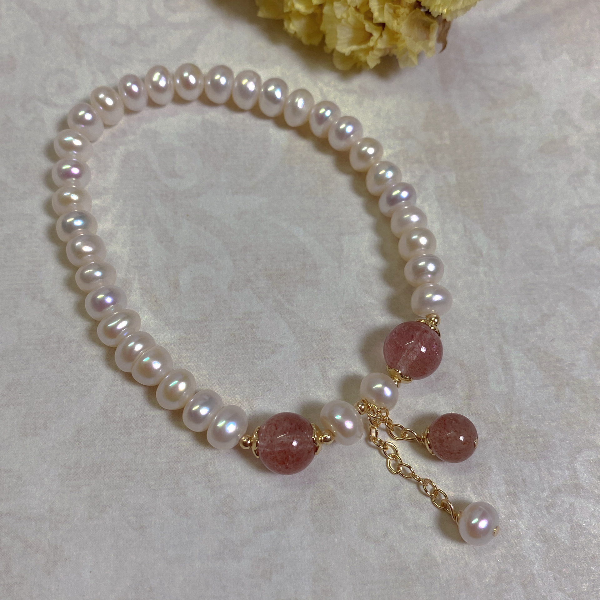 Irregular freshwater pearl bracelet elastic adjustable baroque style