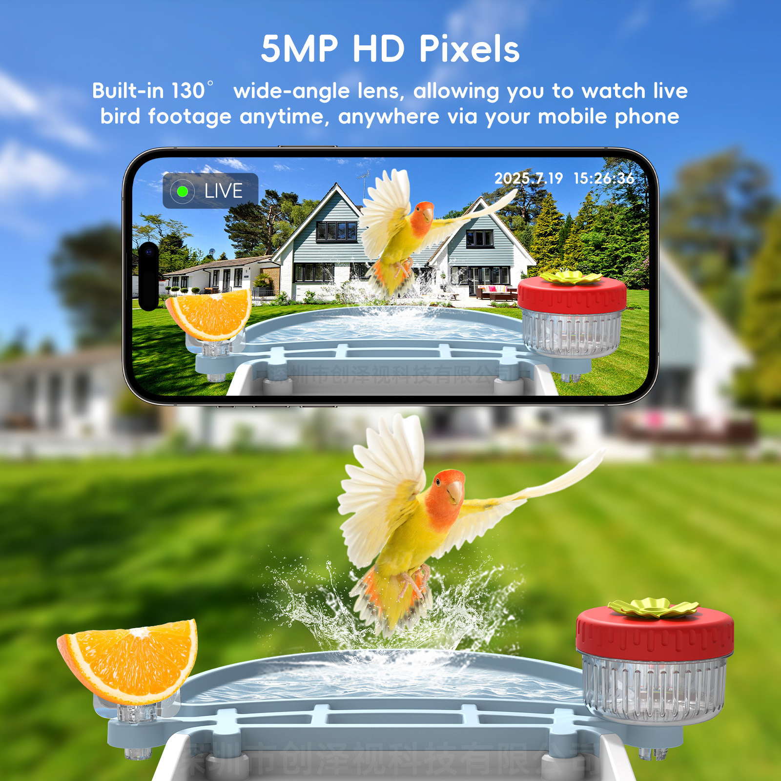 5MP Smart Bird Feeder with AI Bird Recognition Camera Waterproof Solar Feeder