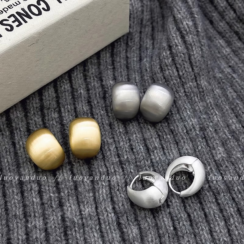 Gold Moon Matte Frosted Stud Earrings Design 2025 New Sterling Silver Needle Earrings Ear Accessories Women