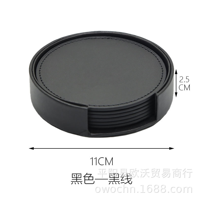 10CM wired leather round PU tea set heat insulation pad leather coaster logo