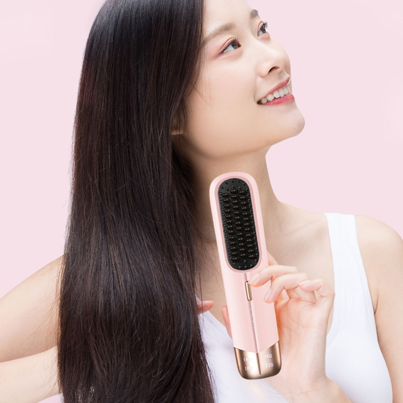 New wireless straightening comb, portable straightening and curling comb, 2-in-1 straightening and curling hair tool