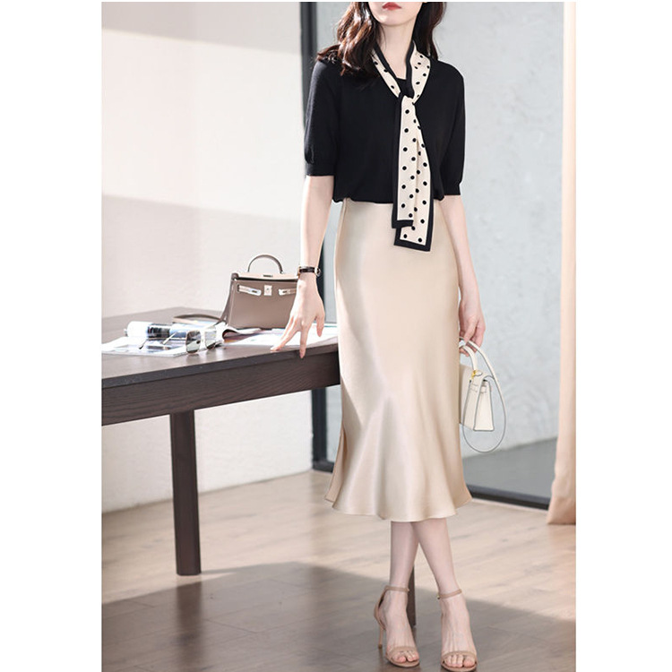 2026 Summer New S325 High Waist Pencil A-Line Skirt 19 Momme Silk Stretch Satin Satin Half Skirt