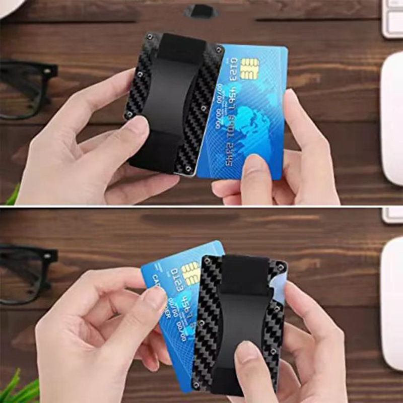 New Metal Card Holder Carbon Fiber Wallet Money Clip RFID Anti-Theft Blocking Technology