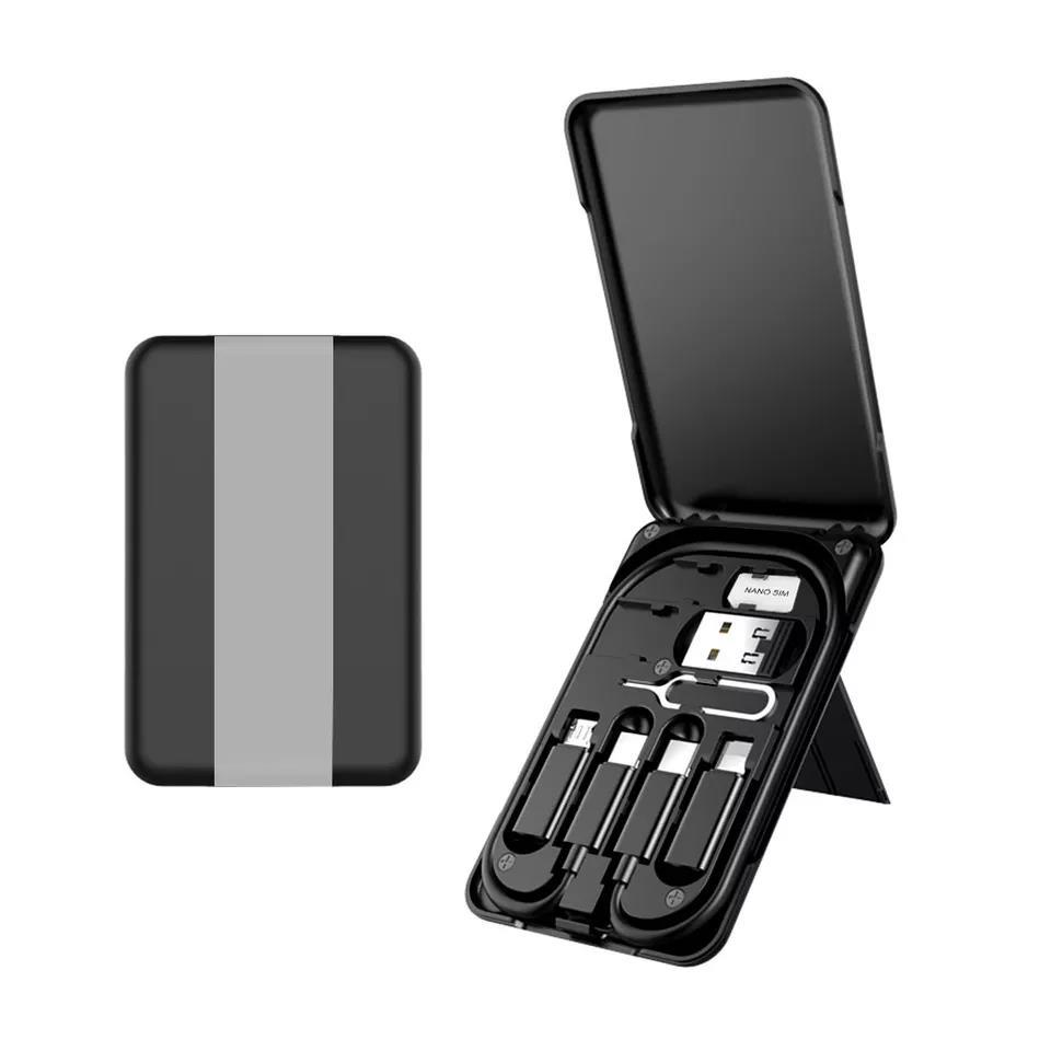 Travel Portable Data Cable Storage Box Organizer Adapter Charging Cable with Phone Stand Function Fast Charging