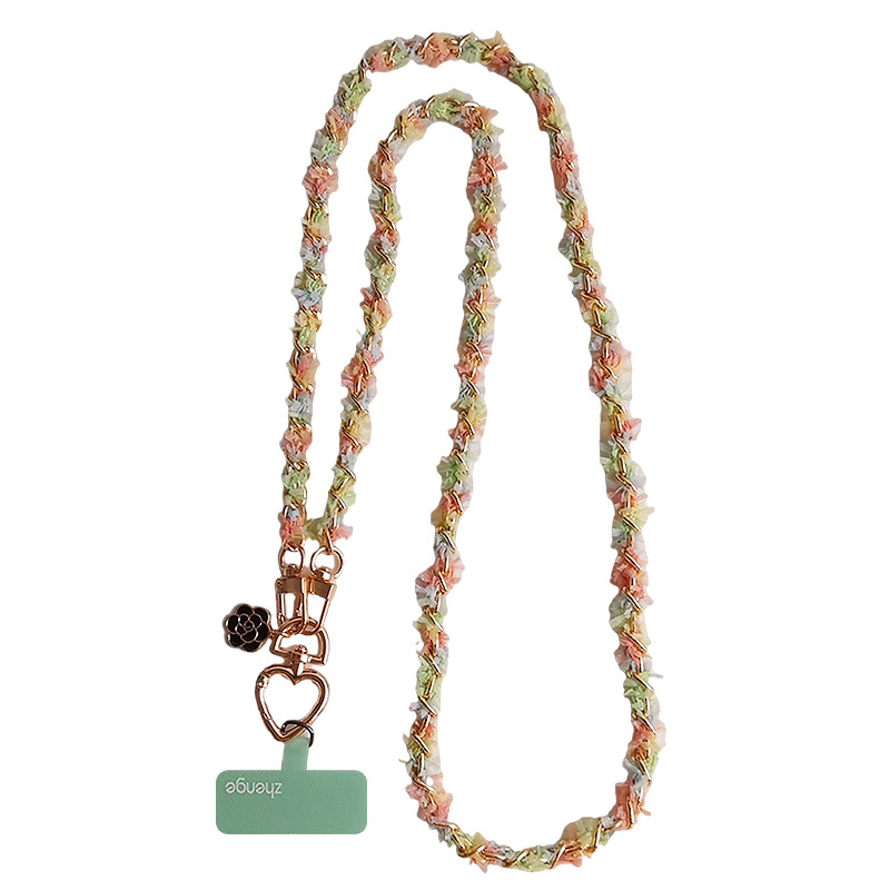 Small fragrance style metal button chain phone strap crossbody long women's niche outdoor phone wearable strap travel