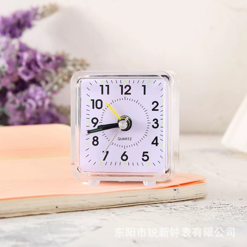 Simple transparent electronic alarm clock children candy color clock student bedroom loud small clock