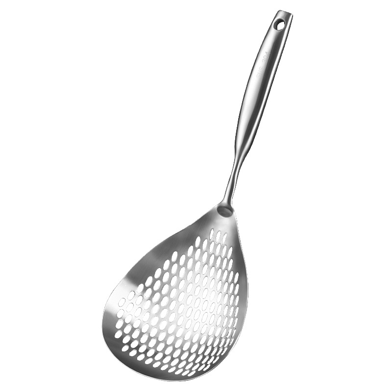 304 stainless steel slotted spoon Japanese-style anti-scald large slotted spoon anti-slip kitchen filter mesh spoon household colander hot pot slotted spoon