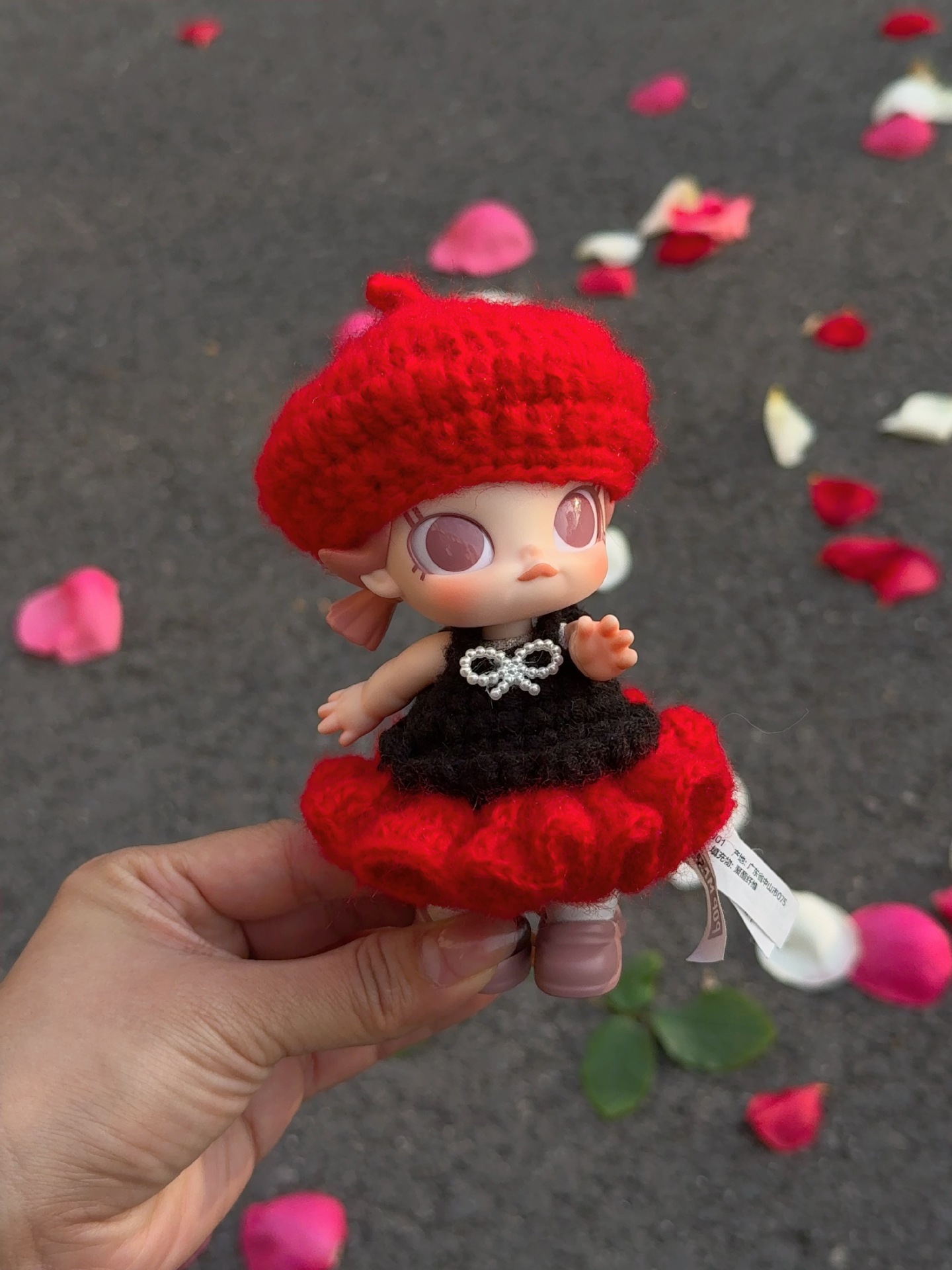 babymolly Active Winter Guide Doll Clothes Handmade Crochet Skirt Hairpin Set Clothes Handmade Doll Clothes bjd
