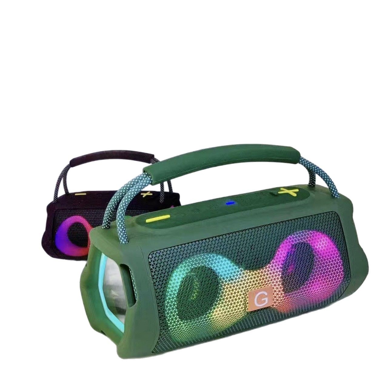 New ET-313 Portable Bluetooth Speaker with Colorful Lights Outdoor Dual Speaker Plug-in Card Bass