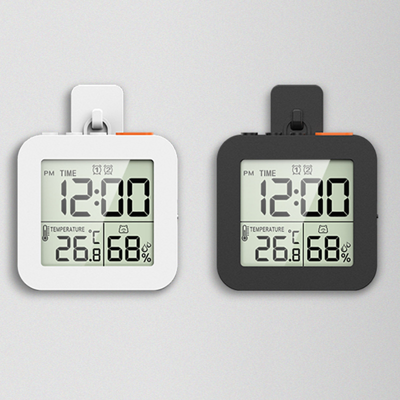 LCD Temperature and Humidity Clock Timer with Repeating Timer, Snooze, Dual Alarm Electronic Clock