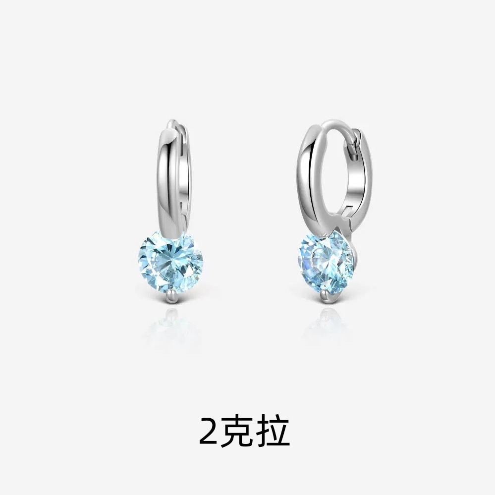 Commute floating灵动 sea blue diamond earrings sparkling zircon ear cuff simple earrings women copper