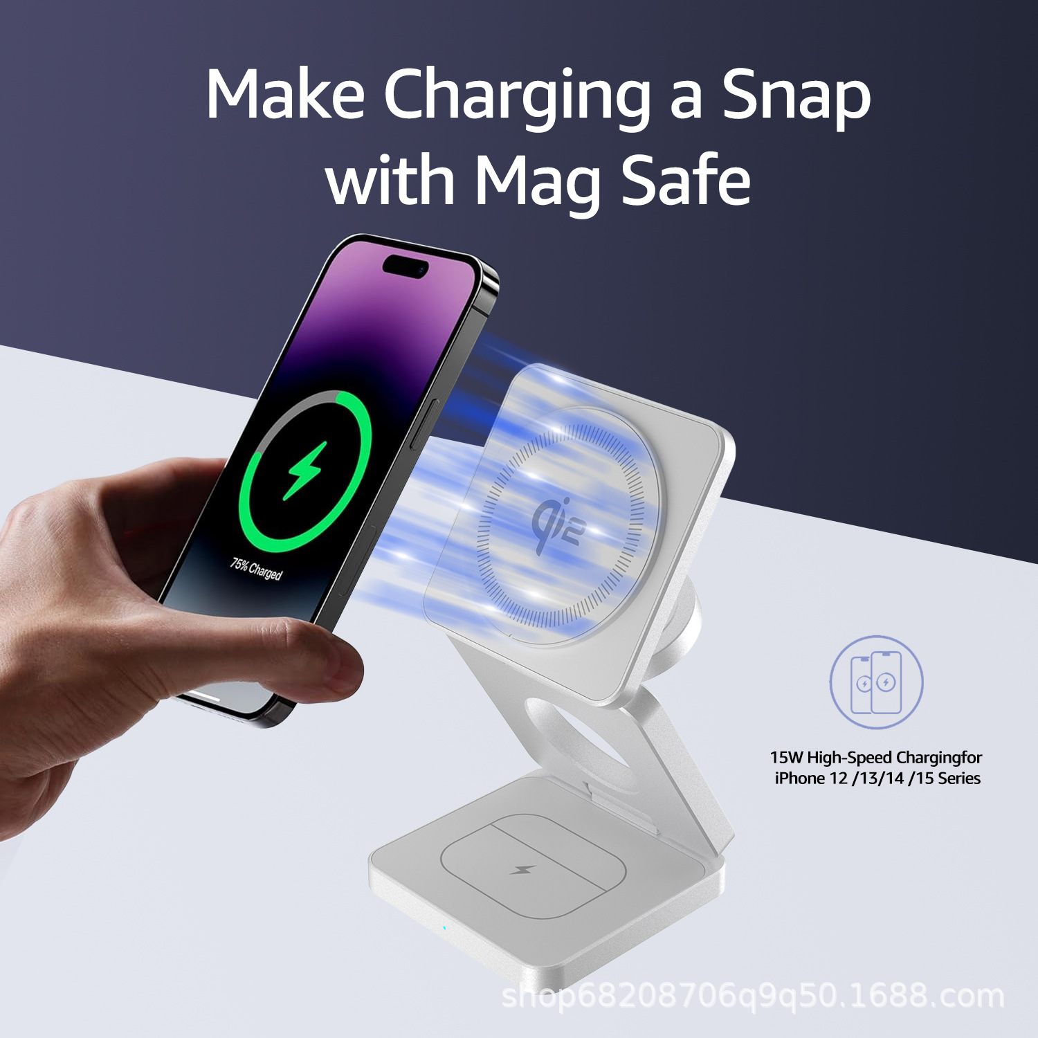 iw30Pro-Qi2 Version 3-in-1 Magnetic Foldable Wireless Charger for Apple Phones, Earphones