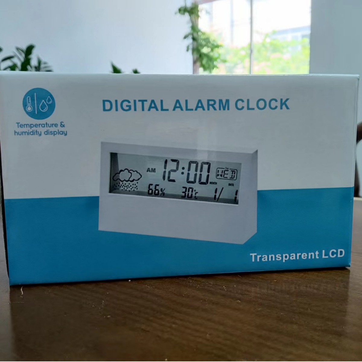 Temperature and Humidity Clock, Weather Display, Night Light Small Alarm Clock, Transparent Electronic Alarm Clock