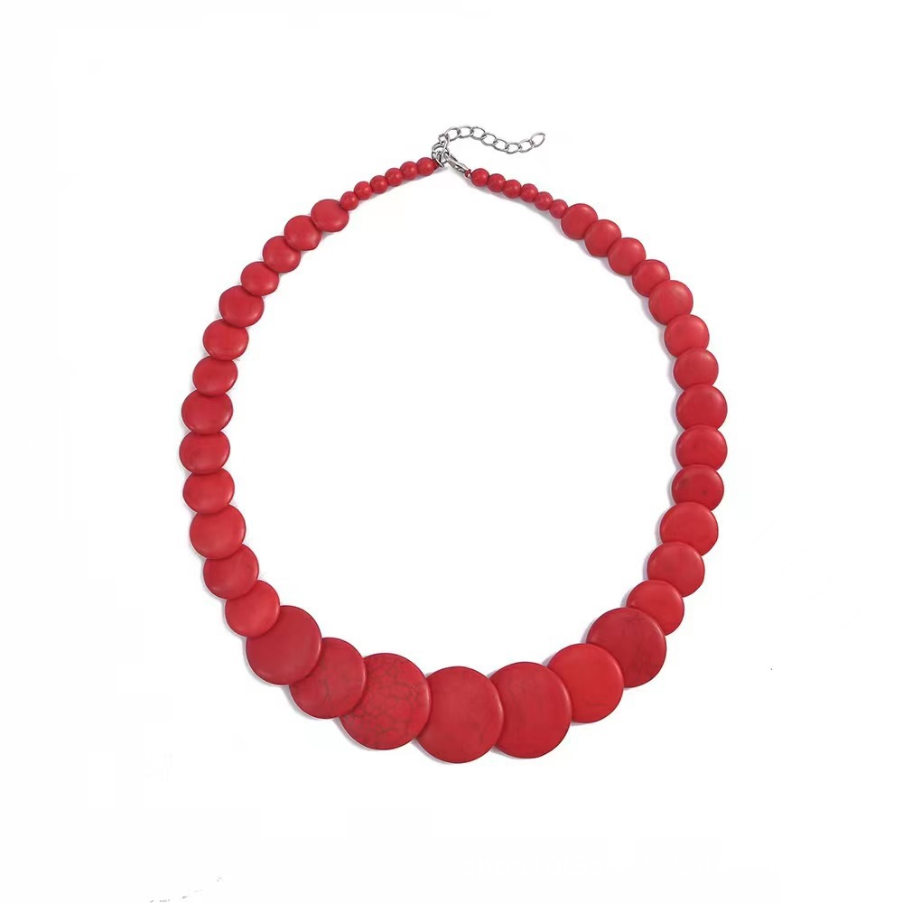 New beach style colorful stone necklace exaggerated锁骨链 handmade accessories