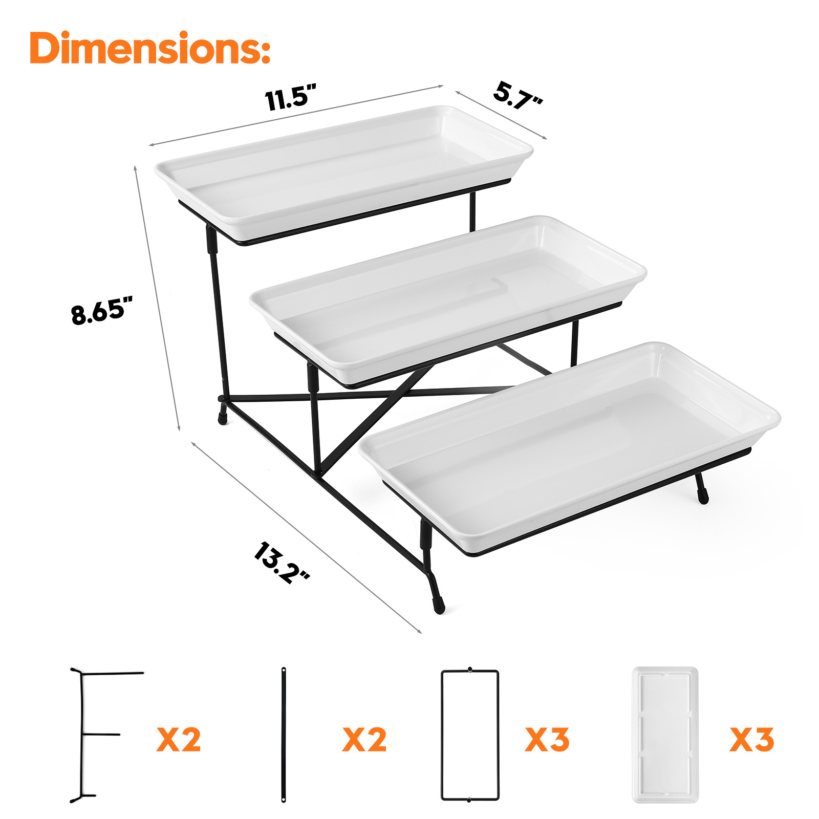 Three-tier fruit plate tray, hotel dessert stand, self-service display stand, dessert plate, multi-layer