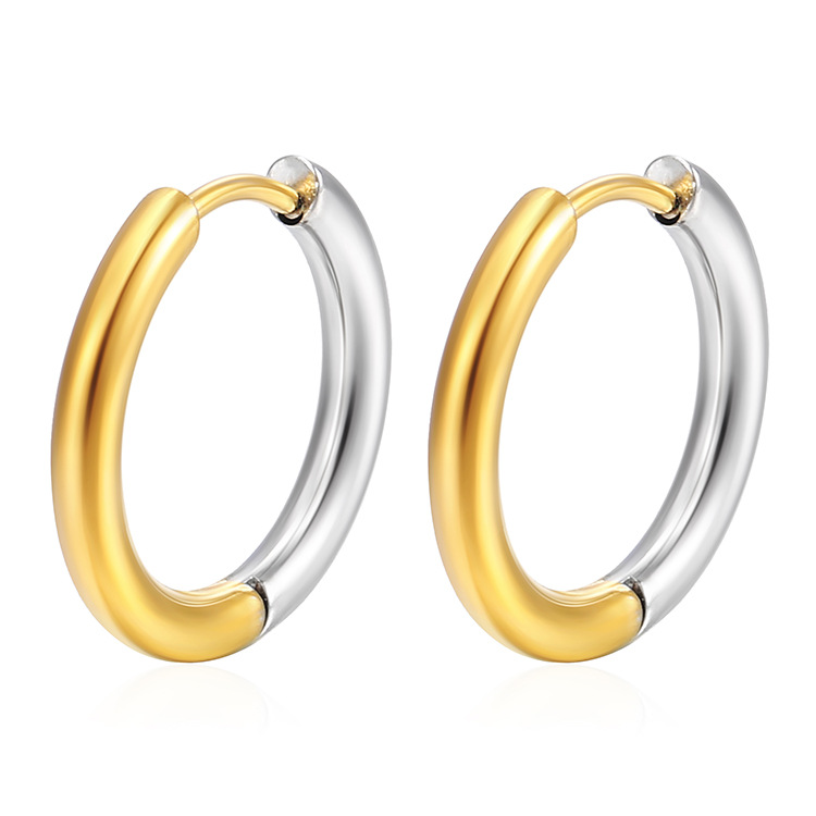 Stainless steel earrings for women, plated 18K two-tone ear clips, multi-layer ear accessories
