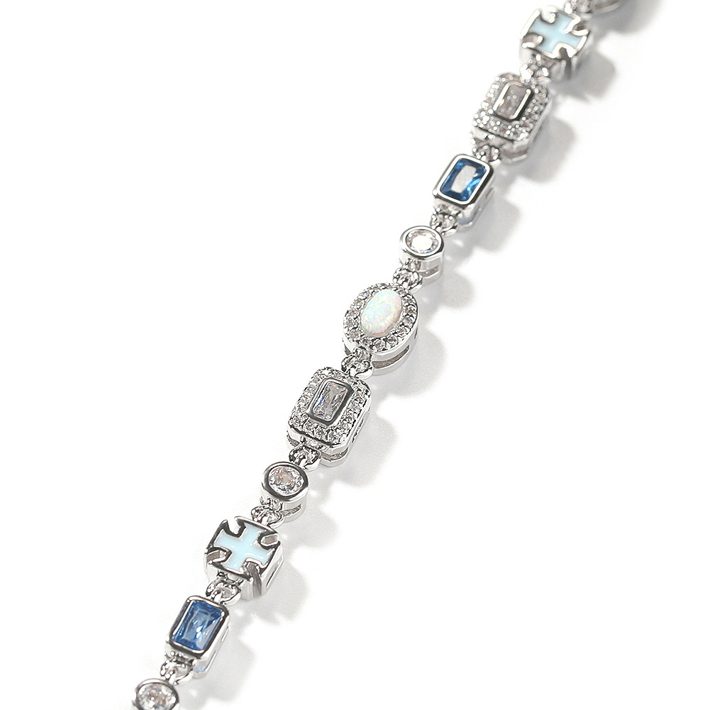 6mm Blue Gemstone Bracelet Sweater Chain Simple Hand Jewelry Opal Chain