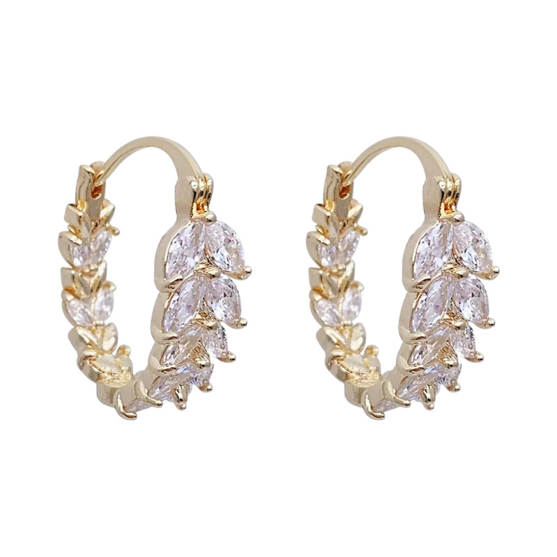 Diamond-studded earrings wheat ear buckle for women minimalist simple ear accessories