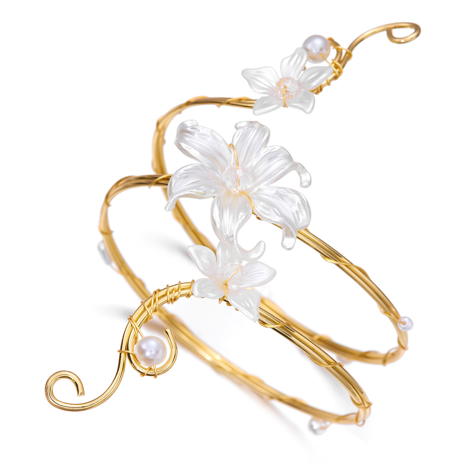 Flower Arm Bracelet Women Exaggerated Geometric Irregular Open Bangle Arm Ring Vacation Style Accessories