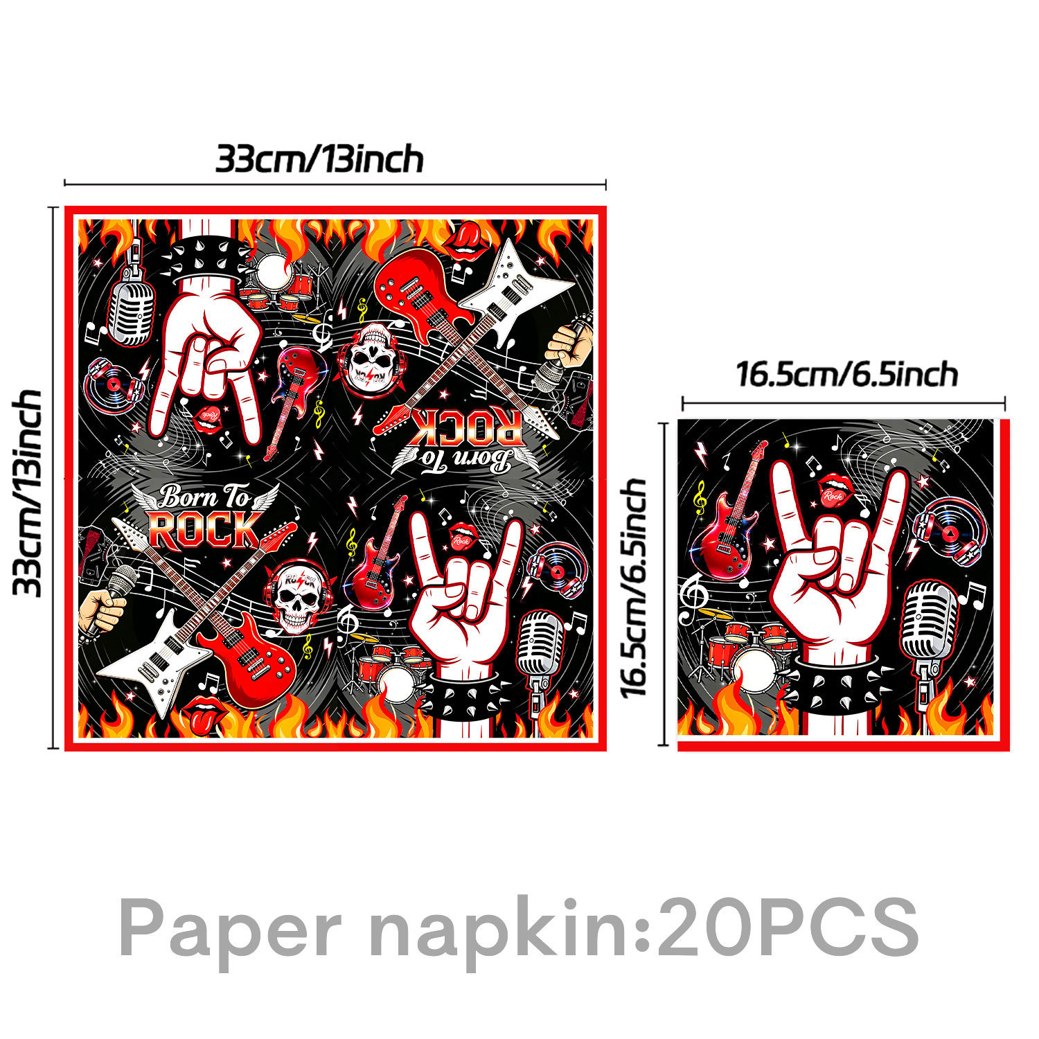 Rock Rock Skull Theme Birthday Party Set Disposable Paper Plate Paper Cup Tablecloth Bunting Flag Atmosphere Decoration