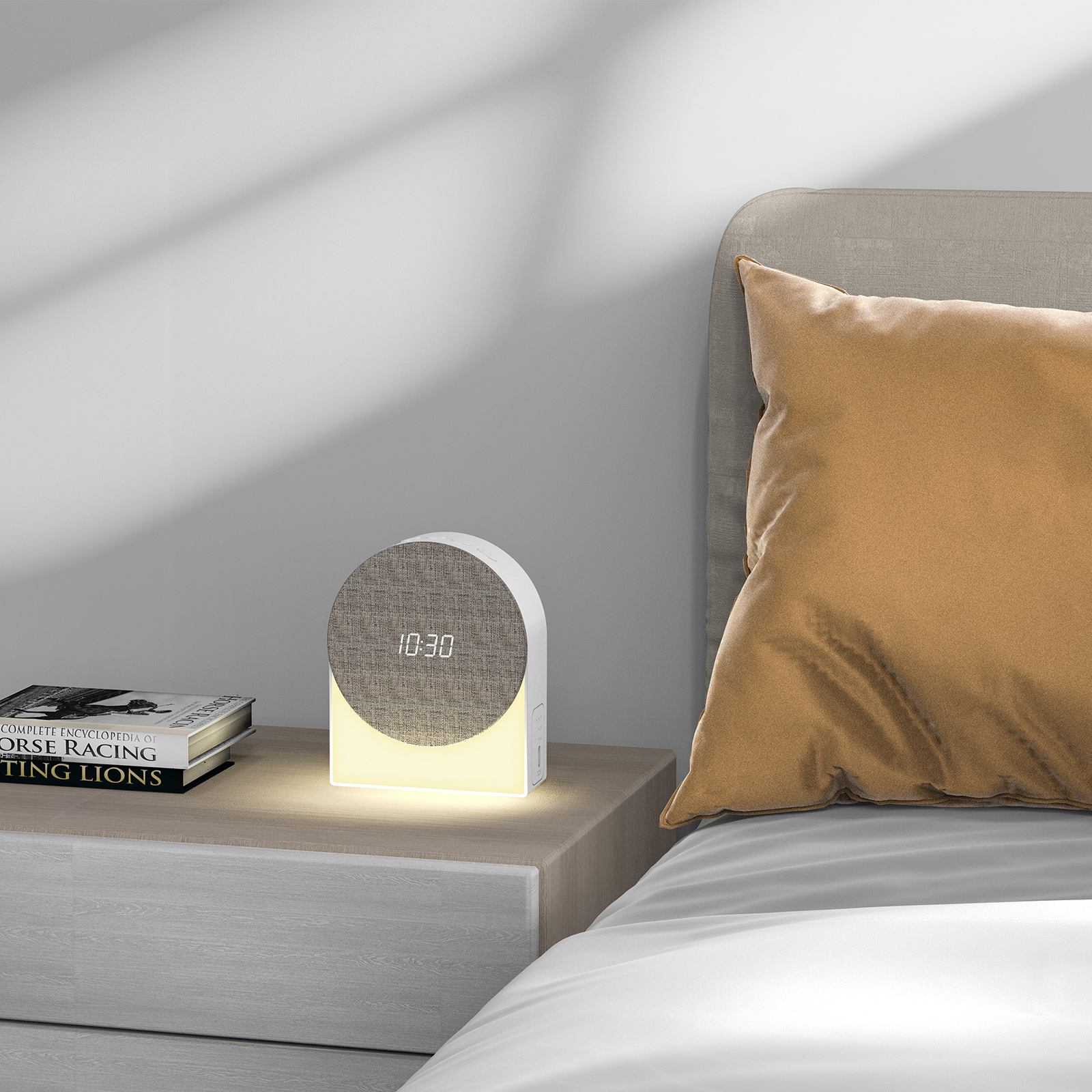 New Multifunctional Fabric Sleep Aid White Noise Night Light Bluetooth Speaker with Timer Clock Alarm White Noise