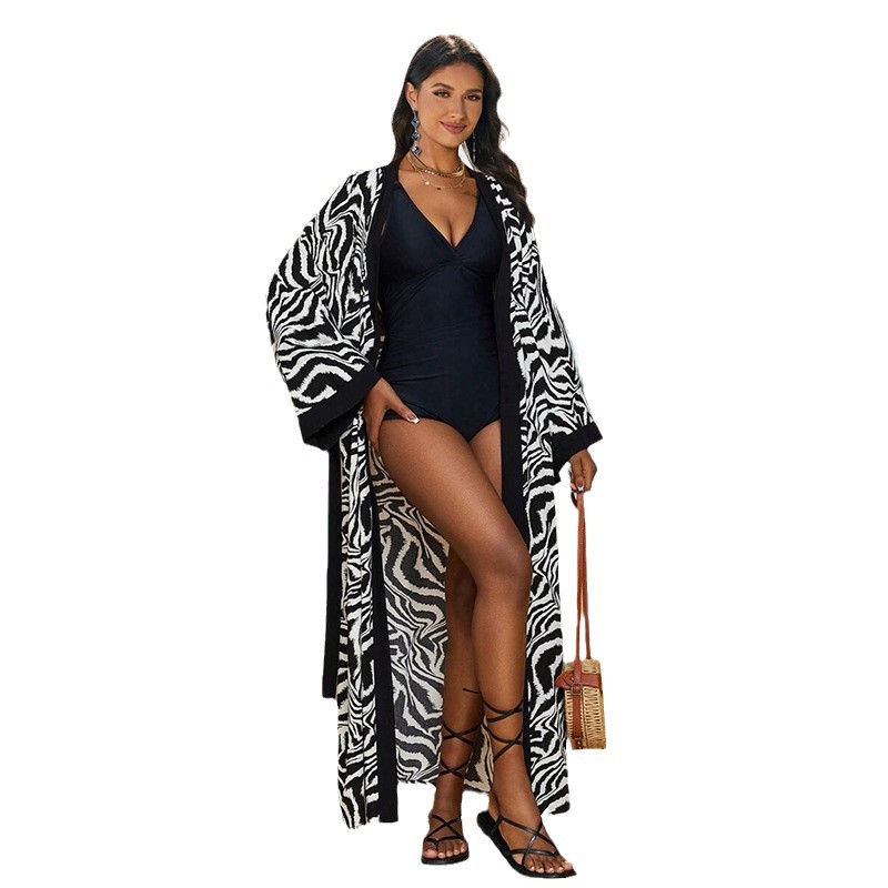 2025 New Cotton Printed Beach Sun Protection Cardigan Seaside Vacation Bikini Cover Up Swimsuit Outer