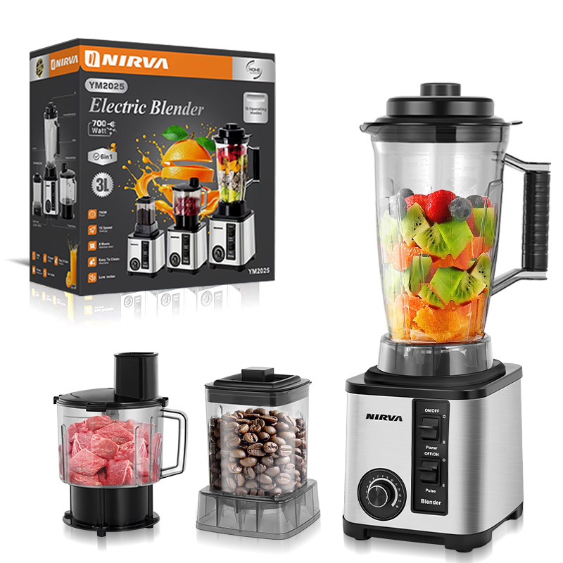 Blender 4L 8-in-1 Blender Stainless Steel Metal High-Speed Blender Large Capacity Juicer Meat Grinder