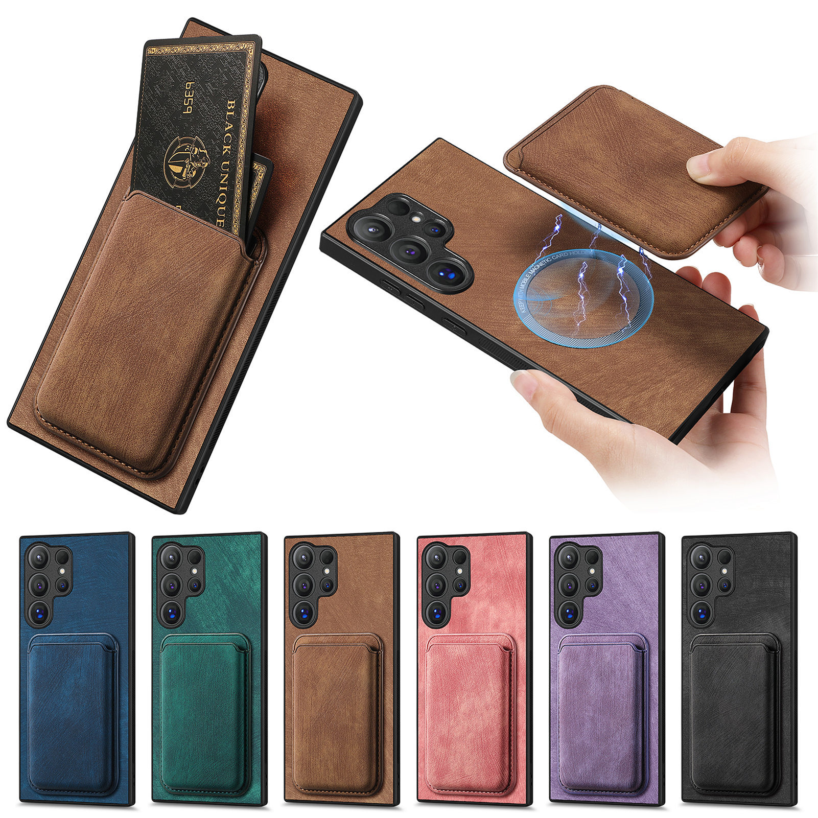 For Samsung S26 Ultra phone case anti-drop leather phone case protective case full coverage S24 leather case
