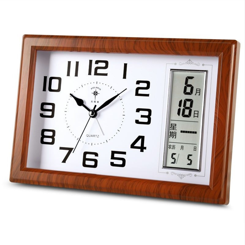 Polaris simple desk clock wall clock living room clock desk wall dual-use wall clock home perpetual calendar lunar temperature desk clock