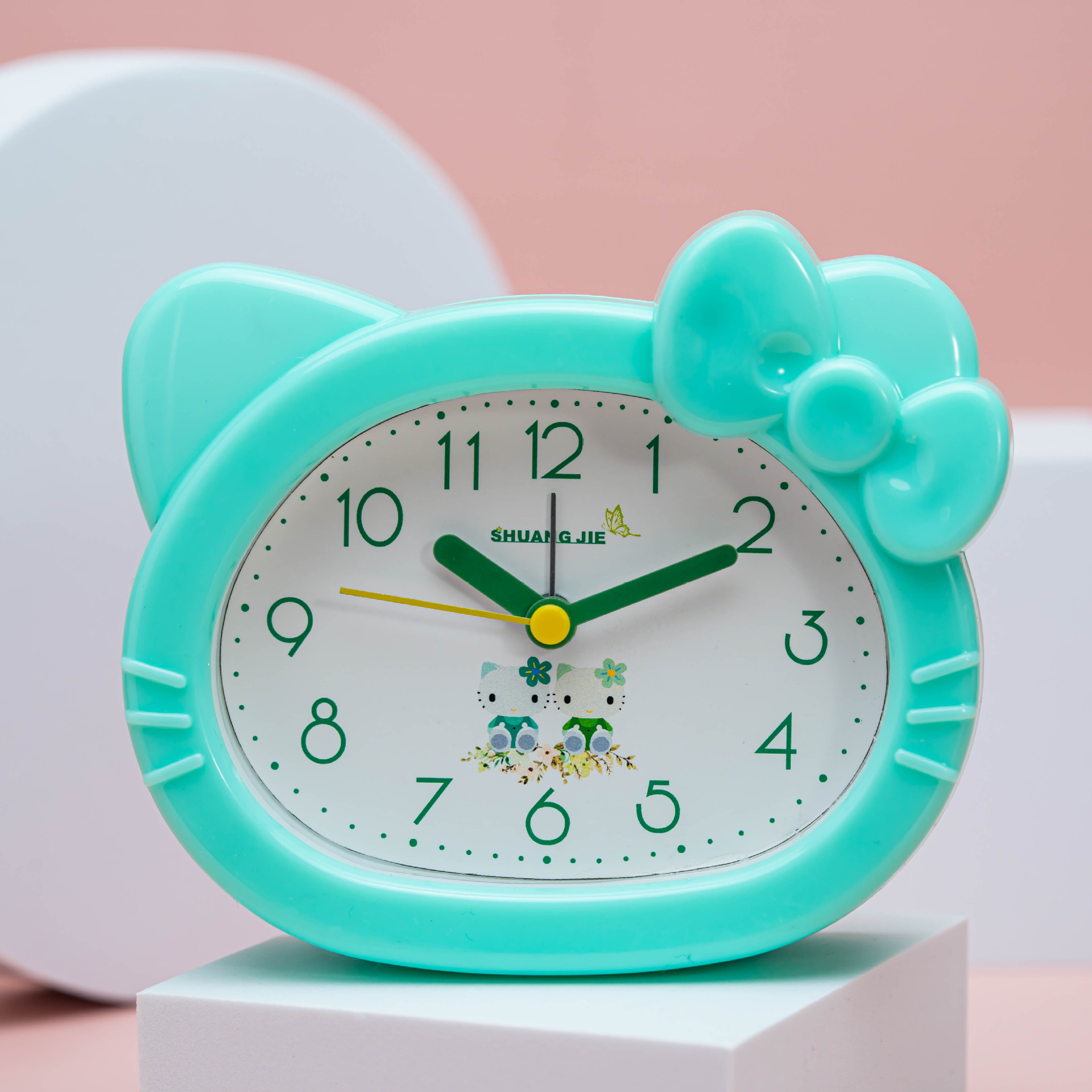 Cat cartoon alarm clock student plastic alarm clock with alarm cute ornament clock
