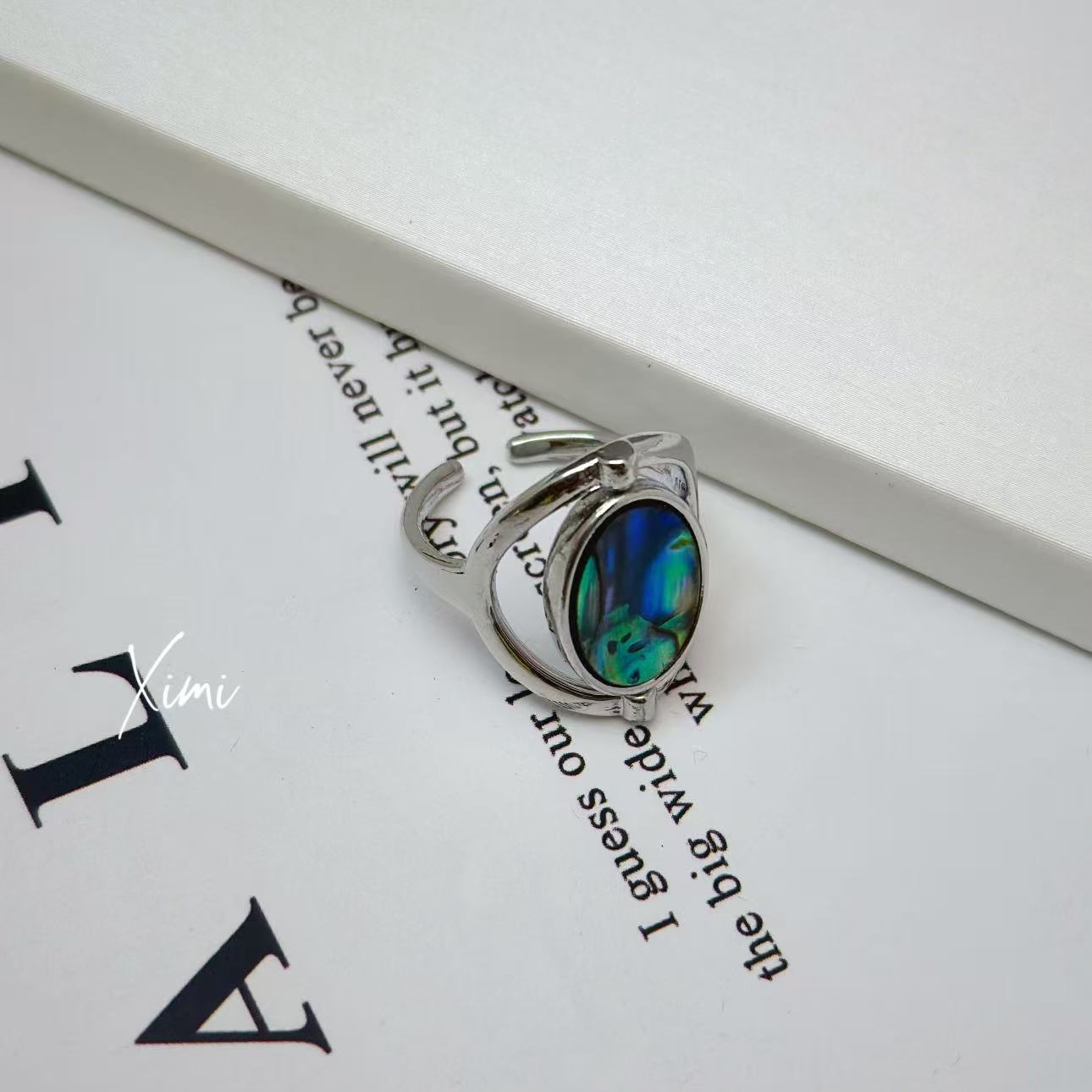 Rotatable Double-Side Mother-of-Pearl Ring for Women Abalone Shell 2025 New