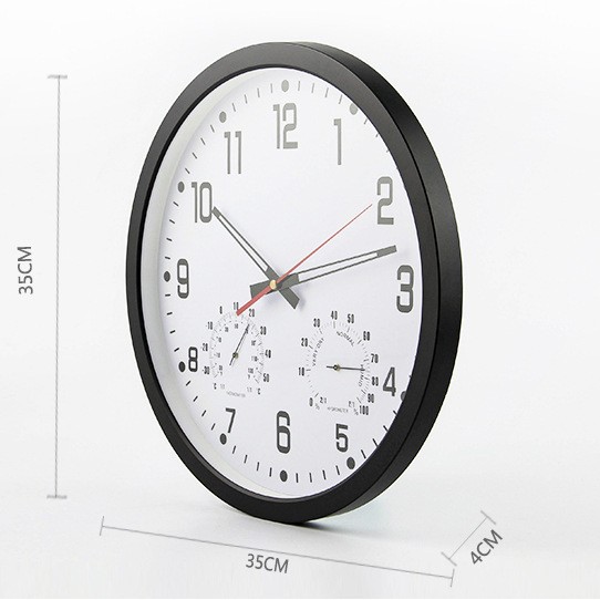 14-inch Simple Silent Wall Clock Temperature and Humidity Clock Home Decoration Electronic Clock