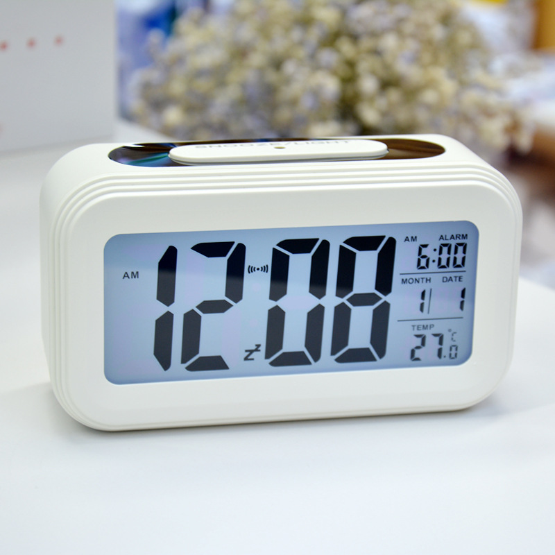 New Electronic Alarm Clock Children Silent LED Smart Light Sensing Large Screen Digital Display Night Light Student Wake-up Clock