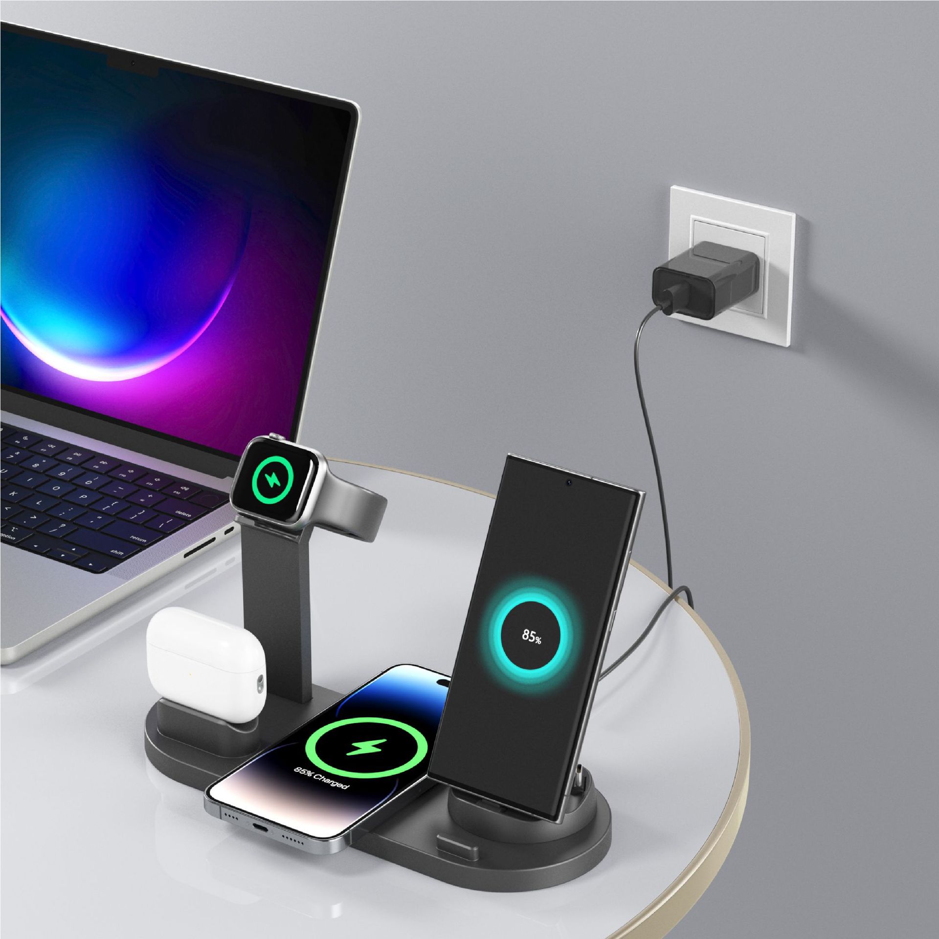 Multifunctional 6-in-1 Wireless Charger for Apple Phone Earphone Hand