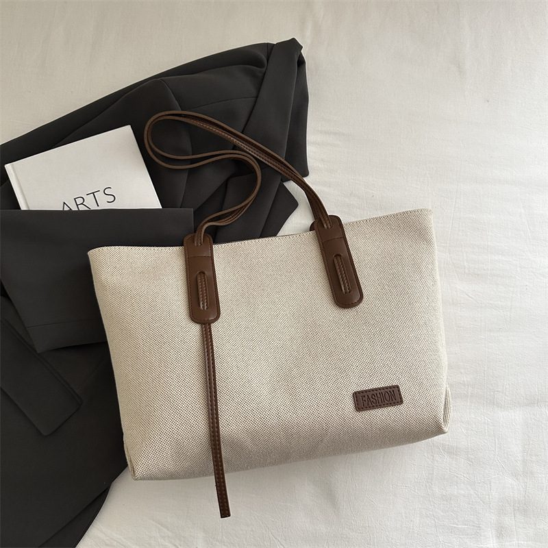 Large capacity canvas bag women 2026 autumn new simple single shoulder bag handbag tote bag