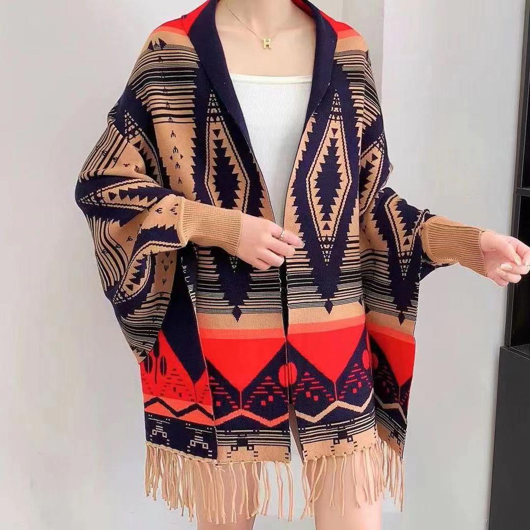 Ethnic Style Shawl Cape Yunnan Lijiang Travel Camping Blanket Outer Wear Cape Shawl Scarf Women