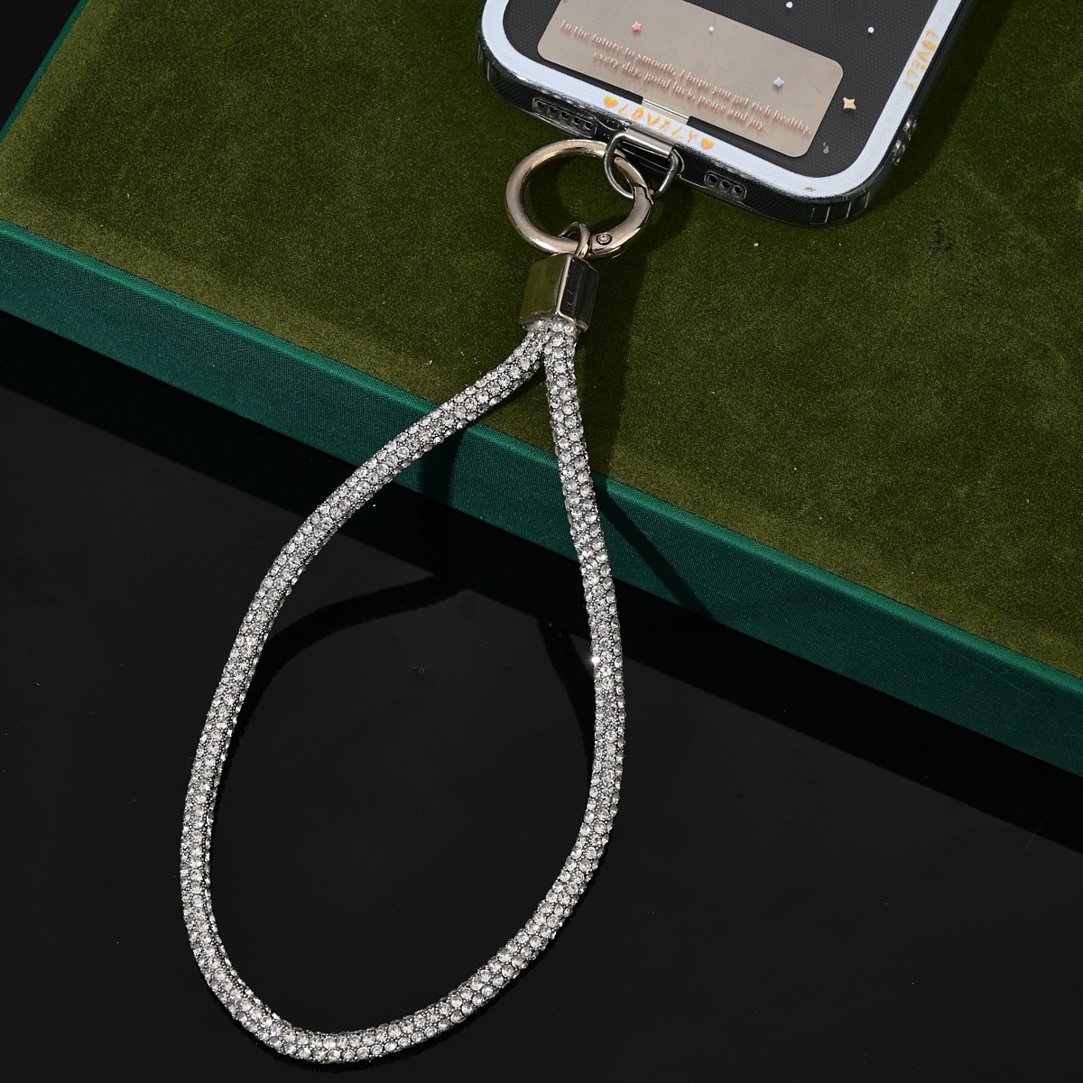 Full rhinestone phone lanyard long neck luxury full rhinestone hanging chain crossbody wrist short pendant