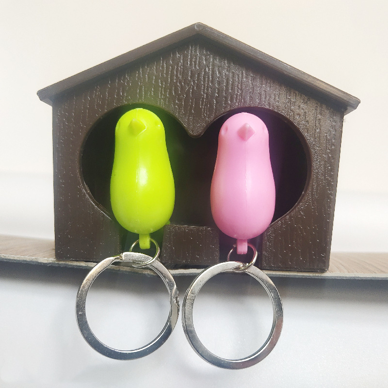 Couple Birdhouse Keychain Key Finder Sparrow Bird Keychain Novelty Small Gift