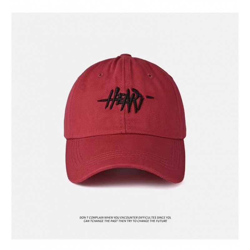 HE刺绣棒球帽-酒红色