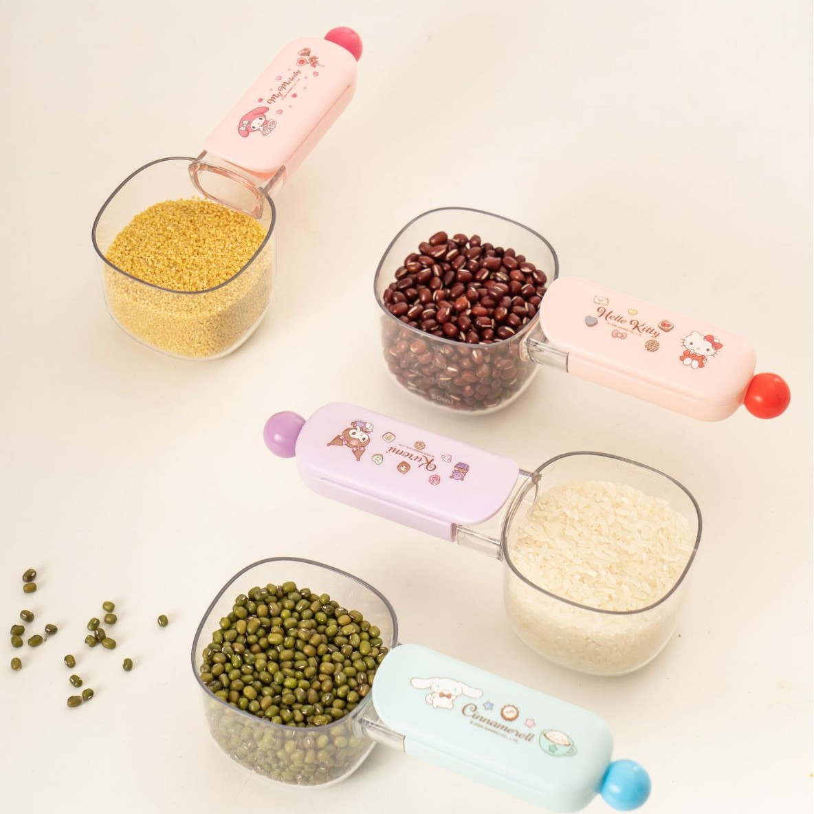 Sanrio Official Rice Spoon Dopamine Clampable Rice Spoon Kitchen Grain Spoon with Scale Controlled Quantity Cartoon Spoon