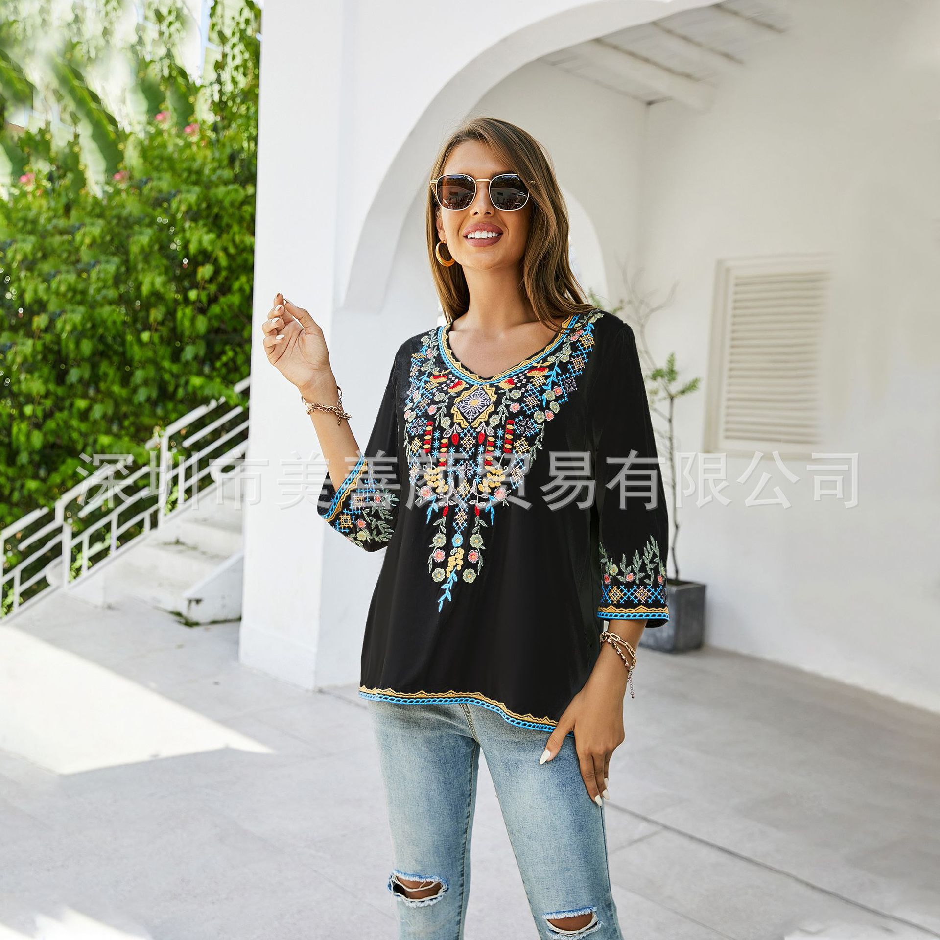 Spring/Summer 2026 Women's New Embroidered Loose-Fit Shirt for Overseas