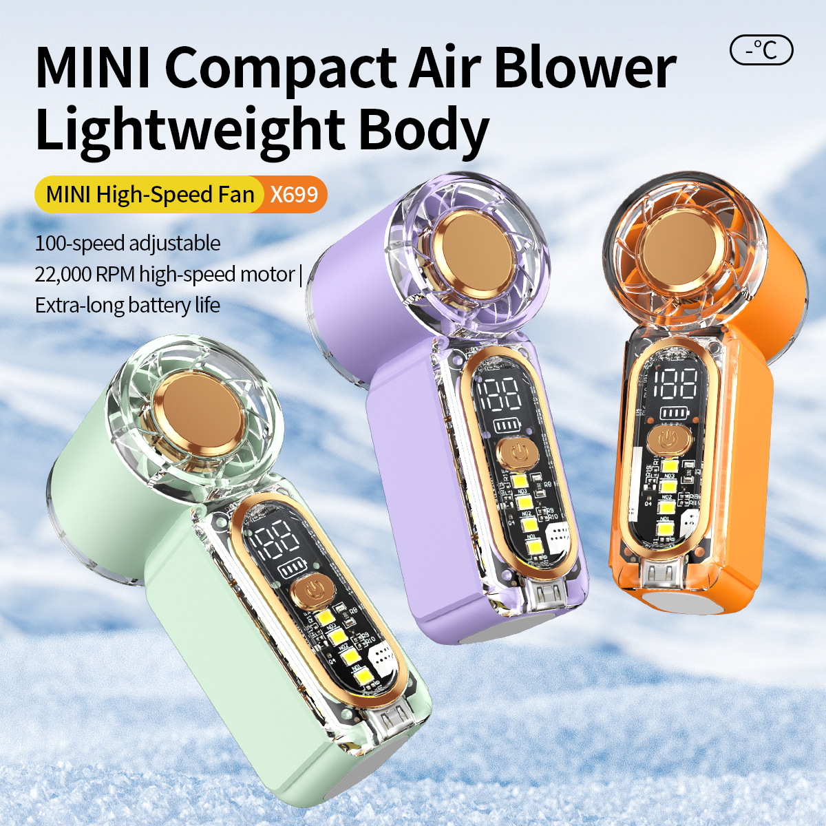 X699 mini handheld fan rechargeable pocket fan high wind small portable high-speed small cannon turbo brushless