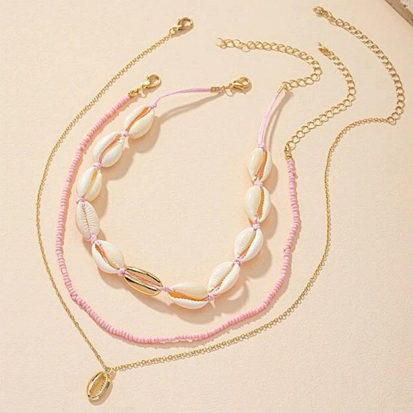 NZ3345 New Polymer Clay Pearl Layering Necklace Summer Starfish Seed Bead Necklace