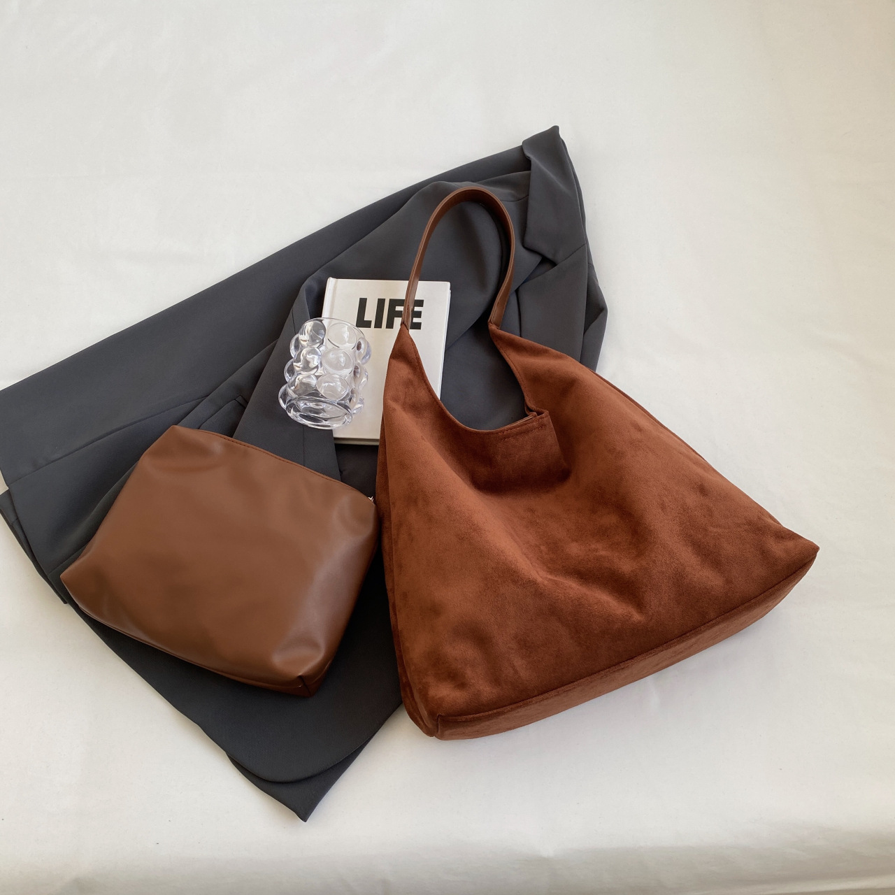 Mother-child bag leisure class large capacity shoulder bag deerskin velvet tote women's bag underarm bag custom logo