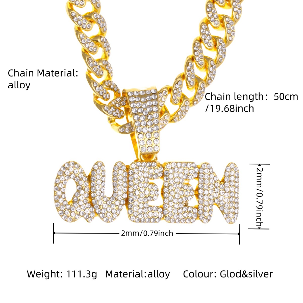金色Queen吊坠项链
