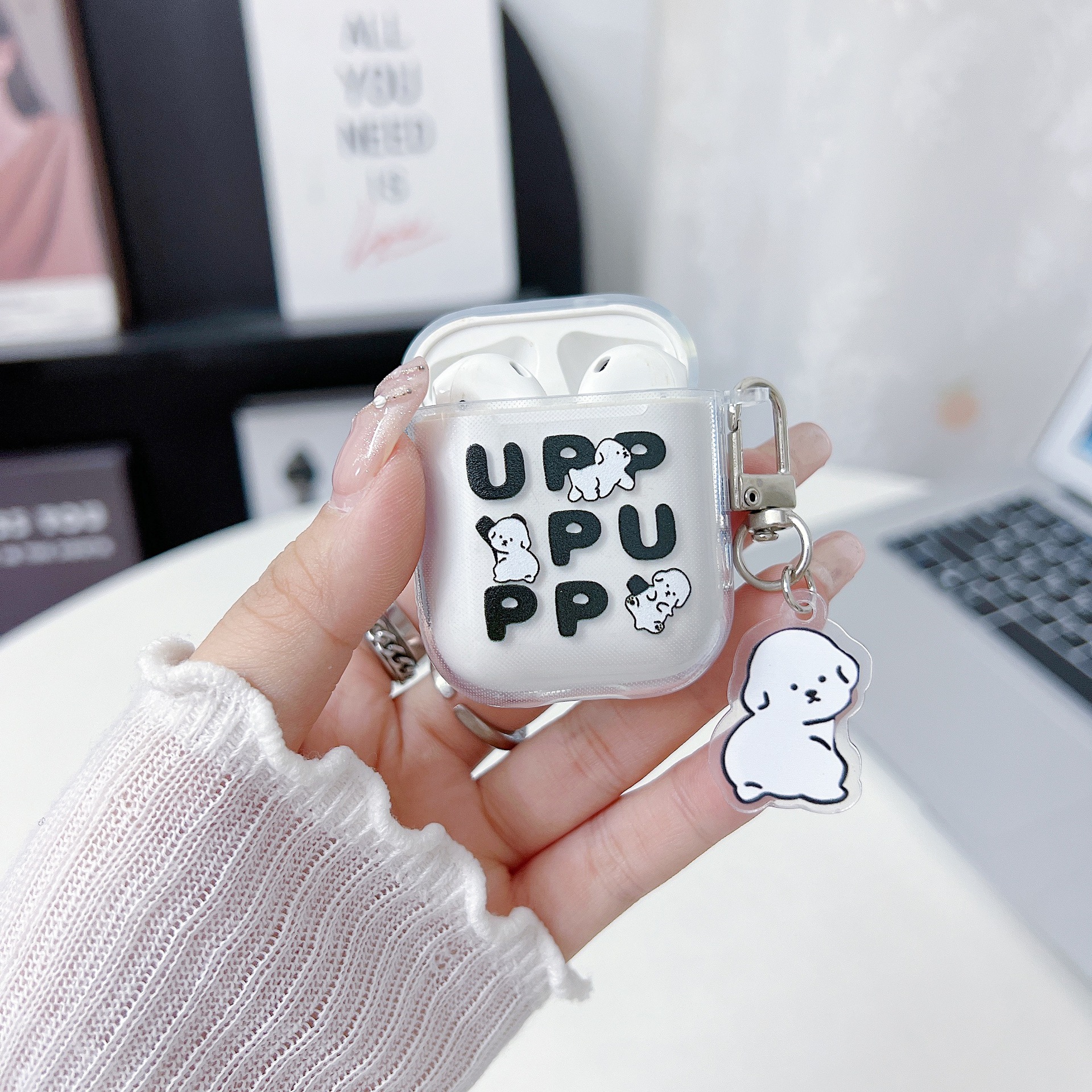 Cute cartoon AirPods Pro 3rd generation wireless Bluetooth earphone protective case, transparent soft case with pendant for i12