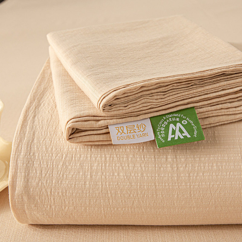 Summer double-layer gauze bed sheet single piece a class mother-infant grade dormitory single non-cotton pure cotton quilt cover pillowcase three-piece set 3