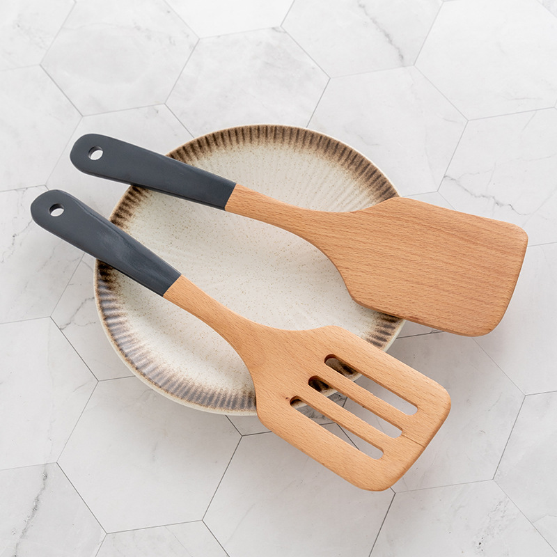 Lacquer Handle Long Handle Wooden Spatula Home Large Soup Spoon Wooden Spatula Stir-fry Spatula Kitchen Tool Non-stick Pan Large Spatula